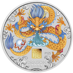 Perth Mint: Lunar III - Rok Smoka kolorowany 1000 gramów Srebra 2024 Gold Privy Mark 
