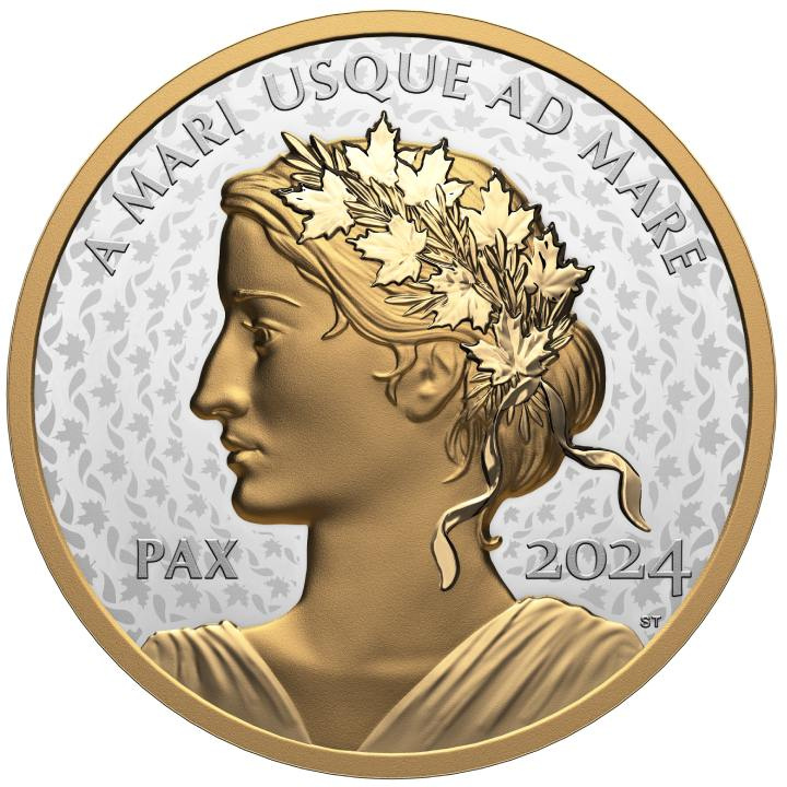 Canada : Peace Dollar plaqué or 1 once d'argent 2024 Proof Ultra High Relief Coin