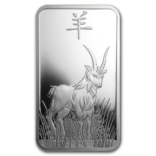 Barra de Plata de 1 oz Serie Lunar Año de la Cabra