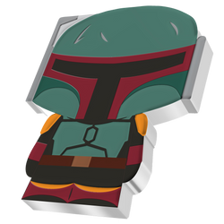 Niue: Star Wars – Boba Fett Chibi‑Münze, koloriert, 1 Unze Silber, 2022, Polierte Platte (Proof)