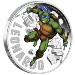 Tuvalu : Teenage Mutant Ninja Turtles - Leonardo coloré 1 once d'argent 2024 Proof