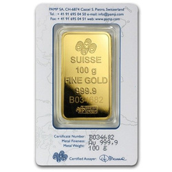Lingot d'or Pamp Fortuna Certipack 100 grammes