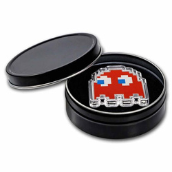 Niue: PAC-MAN GHOST "BLINKY" coloreado 1 oz Plata 2022 Proof Shaped Coin