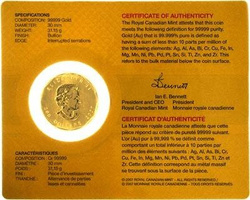 Foglia d'acero canadese 1 oncia d'oro 2007 .99999 Edizione limitata