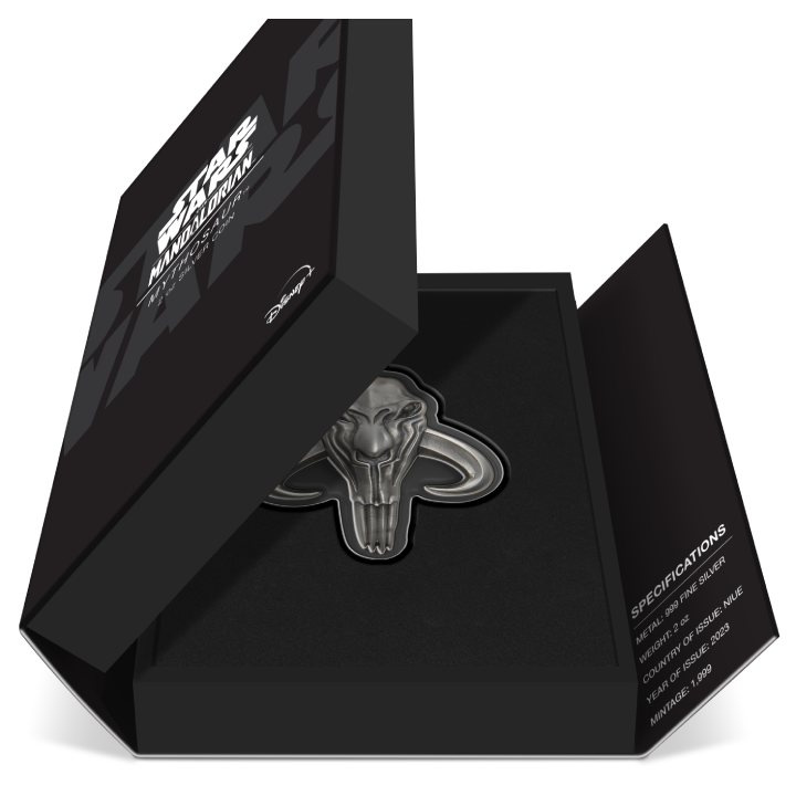 Niue: Star Wars The Mandalorian - Mythosaur 2 once d'argento 2023 Antiqued Shaped Coin