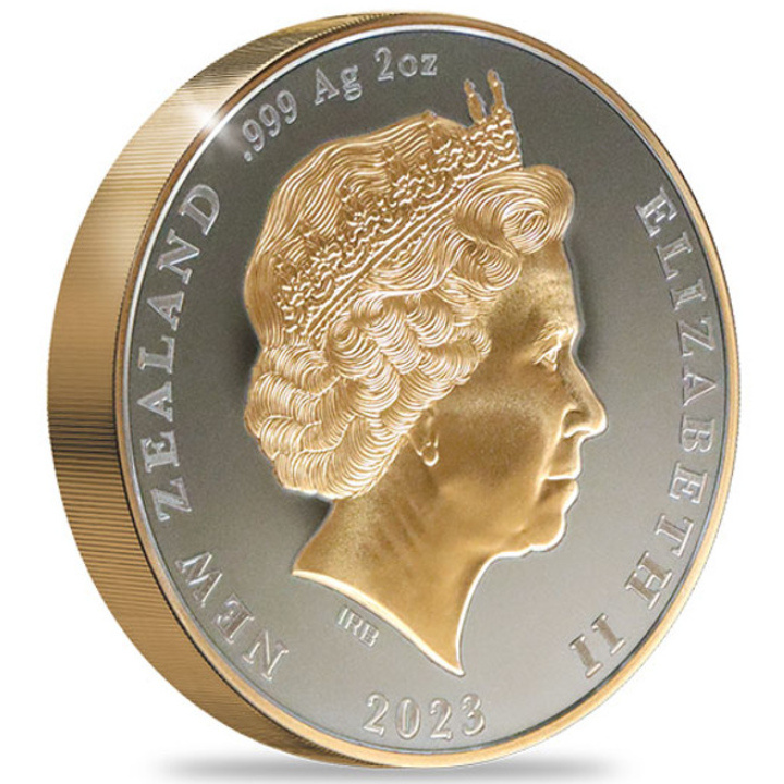 Kiwi placcato in oro 2 once d'argento 2023 Black Proof