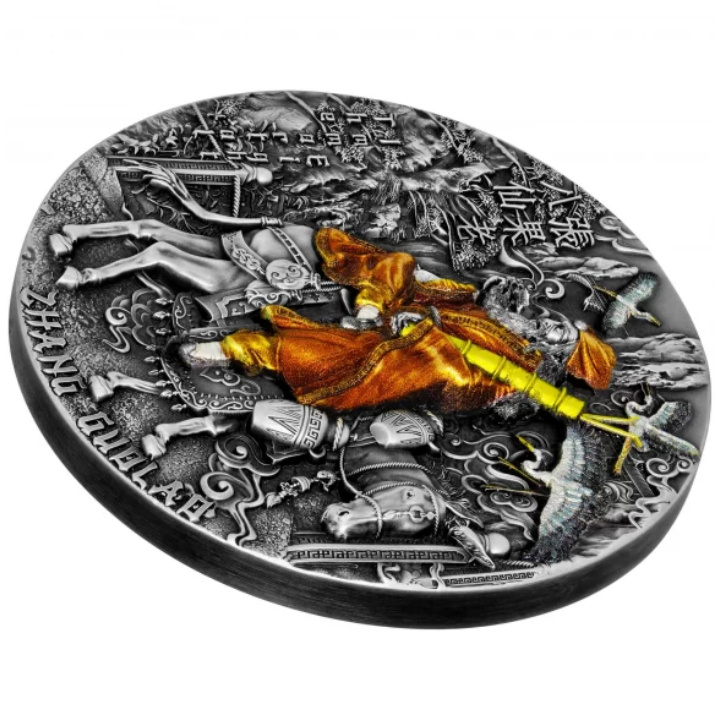 Niue: Nyolc halhatatlan – Zhang Guolao színes 2 uncia ezüst 2022 magas dombornyomású antikolt érme