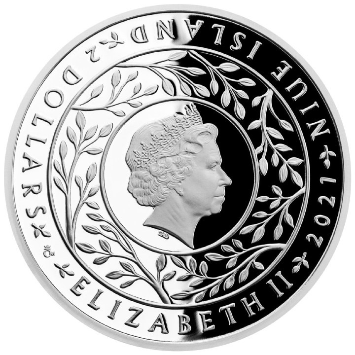 Niue: Moneda de Cristal - Árbol de la Vida "Arco Iris" $2 Srebro 2021 Proof (Expo)