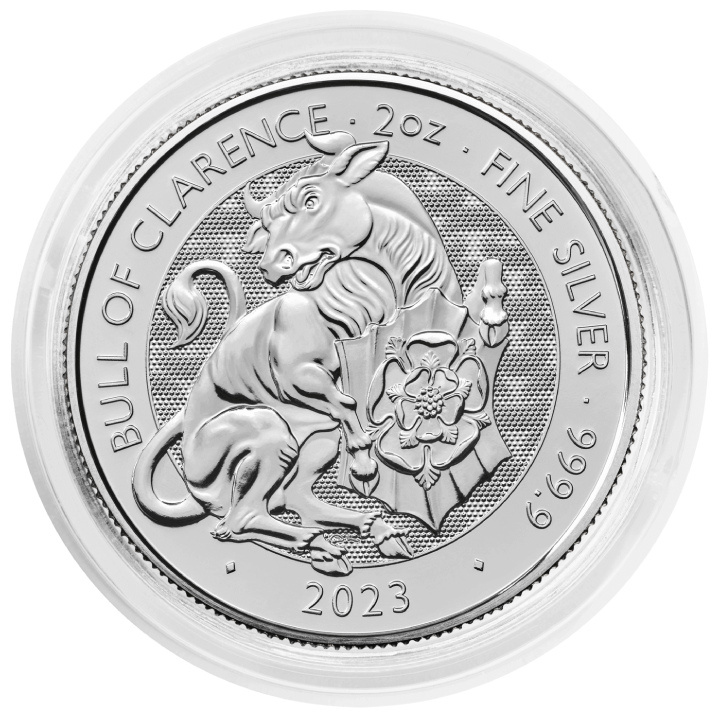 The Royal Tudor Beasts: The Bull of Clarence 2 uncje Srebra 2023