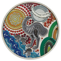 Emu Utingat kolorierte 2-Unzen-Silbermünze 2025 Antiqued Coin