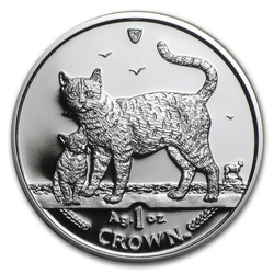 Isle of man Seria koty: Kot bengalski 1 Uncja Srebra 2002 Proof