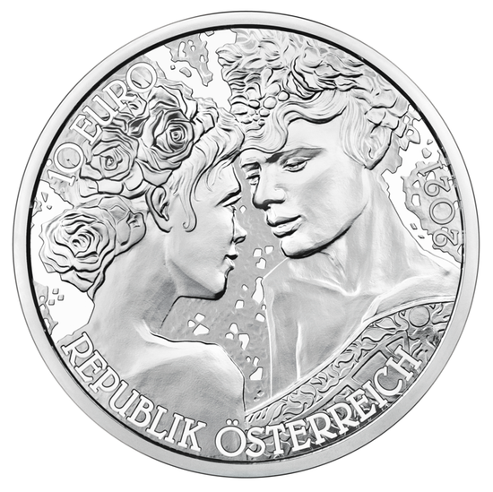 Rose coloured 10 Euro Silver 2021 Proof