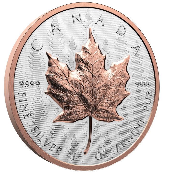 Canadian Maple Leaf “Silver Maple Leaf” Gold-Plated 1 oz Silver 2025 Reverse Proof Ultra High Relief
