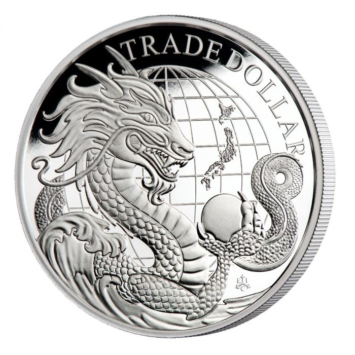 Santa Elena Dólar de Comercio Japonés Moderno 1 oz Plata 2023 Proof