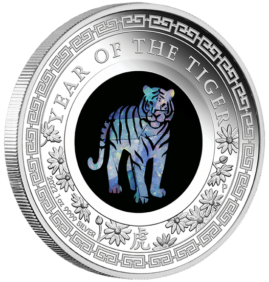 Lunar III: Anno del Tigre 1 oncia d'argento 2022 Proof Opal