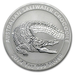 Cocodrilo de agua salada 1 oz Plata 2014