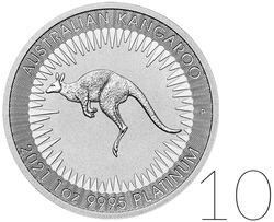 Australian Kangaroo 1 oz Platinum Sets 10 Pc. 2021