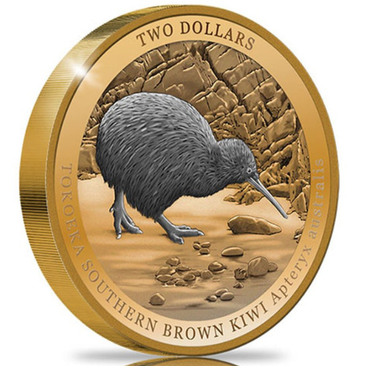 Kiwi placcato in oro 2 once d'argento 2023 Black Proof