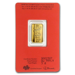 5 gram Gold Bar Lunar Jahr der Schlange