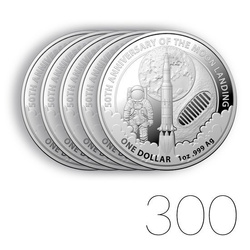 50th Anniversary of the Moon Landing 1 oz Silver 2019 Investment Sets 300 Pc.