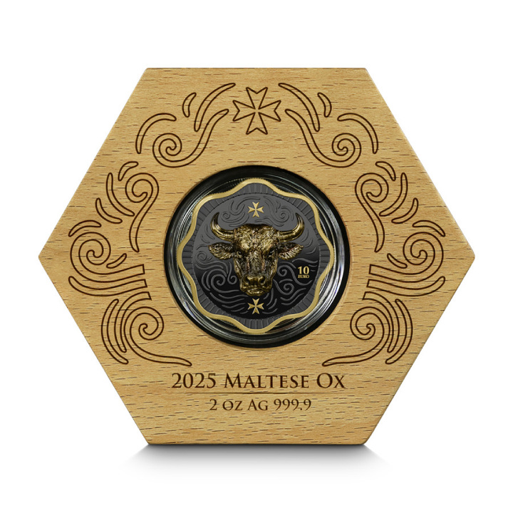 Malta Maltese Ox 2 oz Argint 2025 High Relief aurită