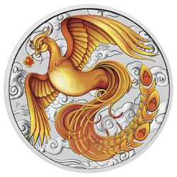 Mitos y Leyendas Chinos: Fénix color rojo-oro 1 oz Plata 2022