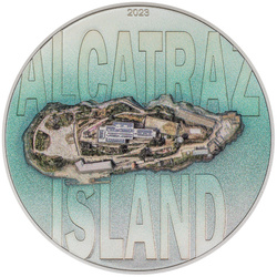 Cook Islands: Alcatraz Island kolorowany 3 uncje Srebra 2023 Proof Ultra High Relief