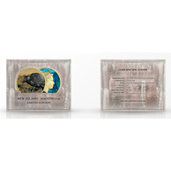 Kiwi placcato in oro/rutenio 2 once d'argento 2020 Edizione limitata Proof Alto rilievo