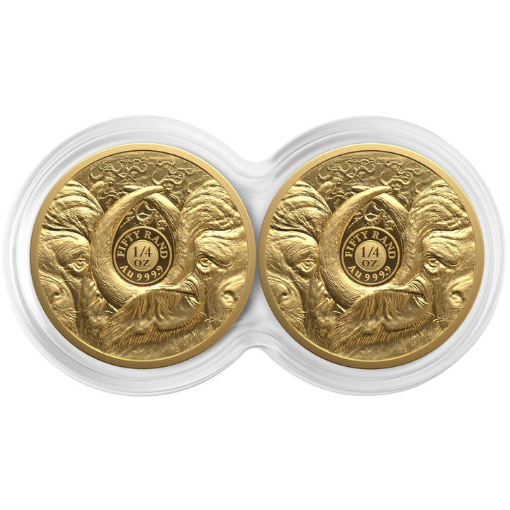 Set de Monede de Aur Big Five III: Bivol 2 x 1/4 Uncie de Aur 2026 Proof Doublecap