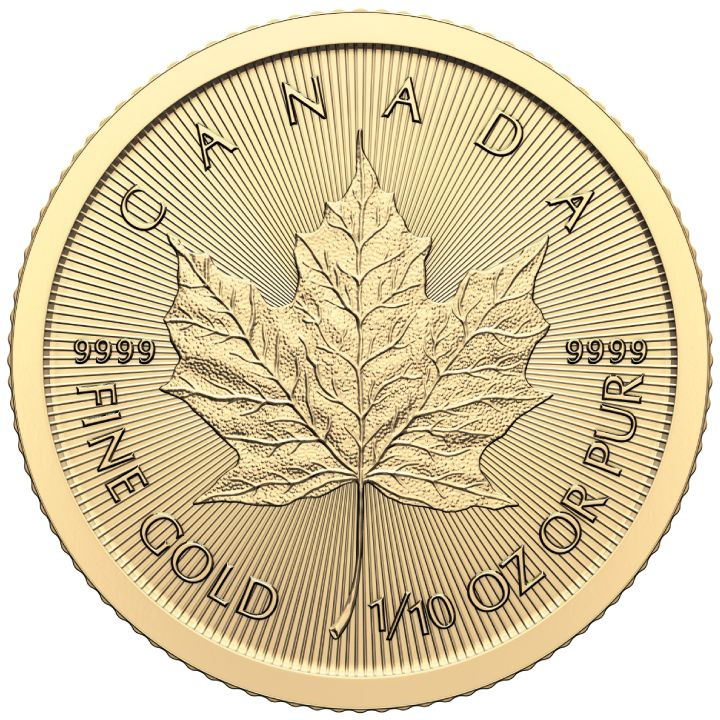 Feuille d'érable canadienne 1/10 once d'or 2024