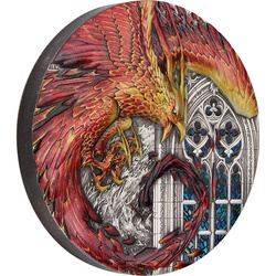 Tuvalu: Rising Phoenix colored 5 oz Silver 2022 Antiqued Coin