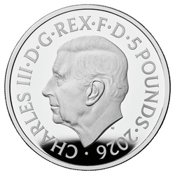 Porträts von Königin Elizabeth II - Arnold Machin Effigy £5 Silber 2026 Proof