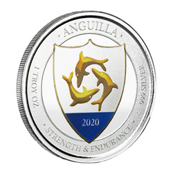Anguila: Escudo de Armas coloreado 1 oz Plata 2020 Proof