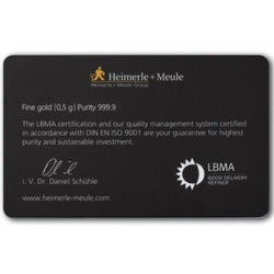 Lingot d'or 0,5 g Heimerle Meule