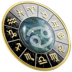 Cameroon: Zodiac Signs - Cancer colored, gold plated Silver 2023 Black Proof