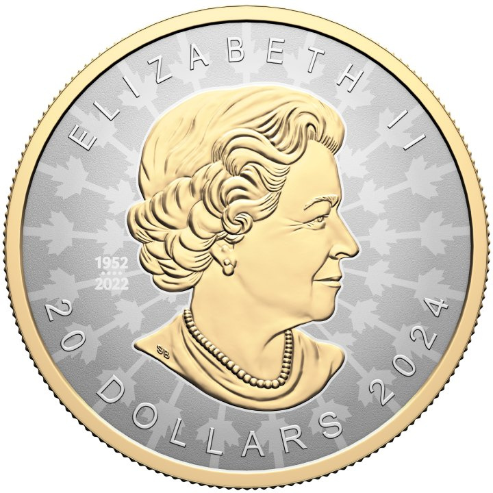 Kanadai juharlevél - Super Incuse aranyozott 1 uncia ezüst 2024 Reverse Proof