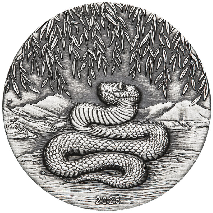 Perth Mint : Lunar III - Année du Serpent 2 onces d'argent 2025 Pièce antique
