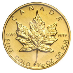 Hoja de arce canadiense 1/10 oz Oro 1989