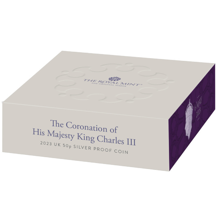 Încoronarea Majestății Sale Regele Charles al III-lea 50p Argint 2023 Proof