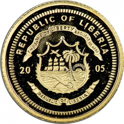 Libéria : 25e anniversaire du Krugerrand, 10 $ en or, 2005, Belle Épreuve.
