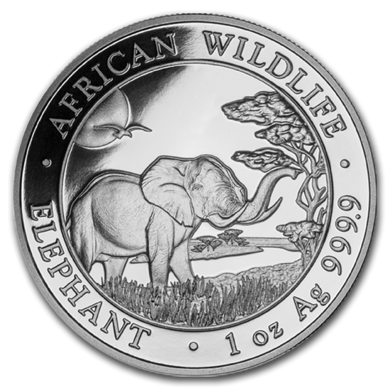 Vida salvaje africana: Elefante somalí 1 oz Plata 2019