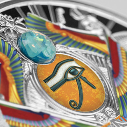 Niue: Occhio di Horus colorato $1 Argento 2022 Proof Ad alto rilievo