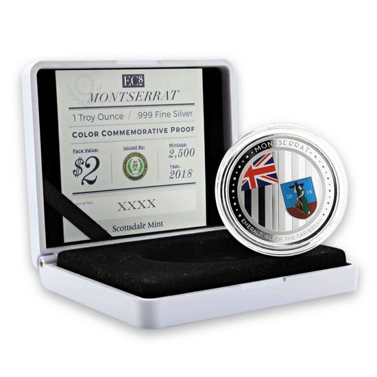 Montserrat: Isla Esmeralda del Caribe coloreada 1 oz Plata 2018 Proof