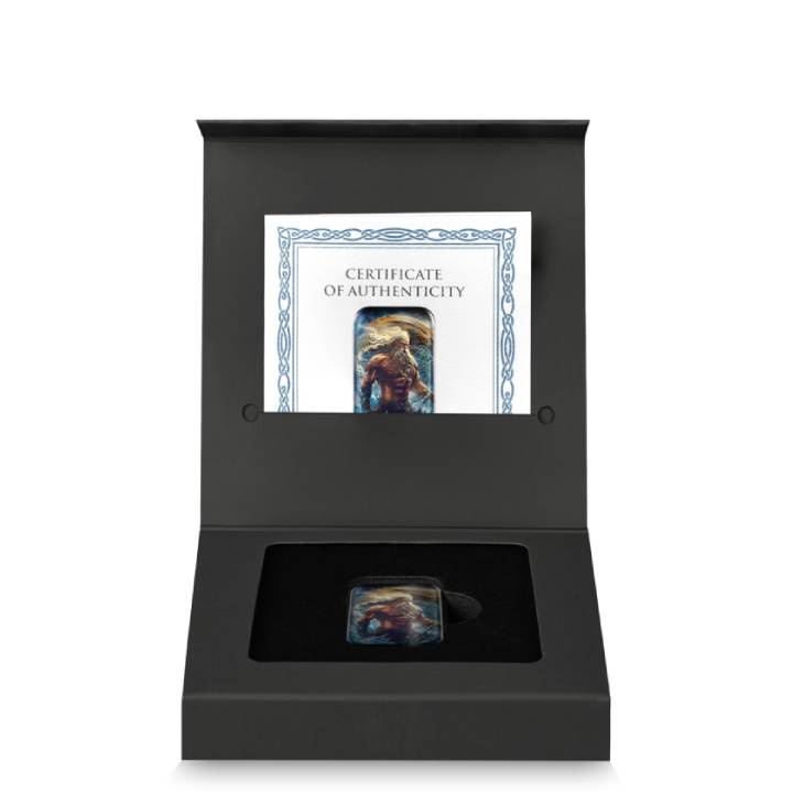 Germania Mint: Gods - Njörðr coloured 2 oz Silver 2025 Bar Antique Finish