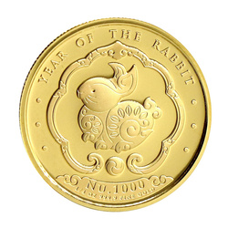 Bhutan: Lunar Year of the Rabbit coloured 1/4 oz Gold 2023