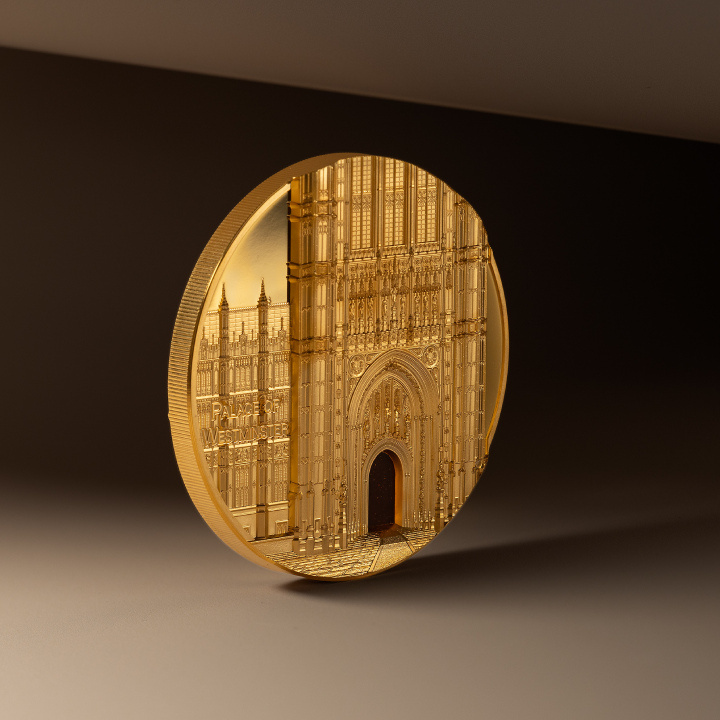 Palau: Tiffany Art Metropolis - Palace of Westminster coloured 5 oz Gold 2023 Proof Ultra High Relief
