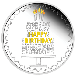 Happy Birthday coloured 1 oz Silver 2021 Proof