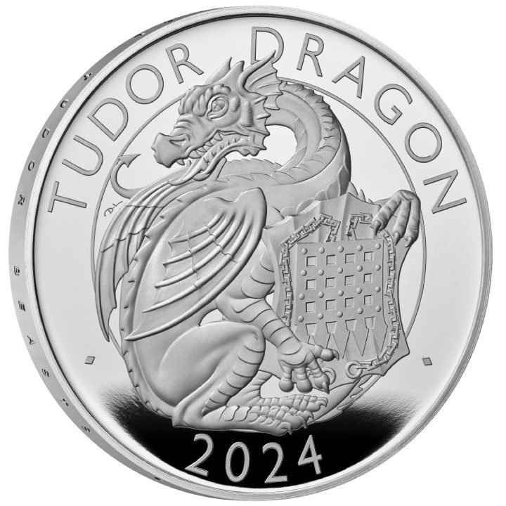 Juego de 2 monedas The Royal Tudor Beasts: The Tudor Dragon 2 x 1 oz Silver 2024 Proof