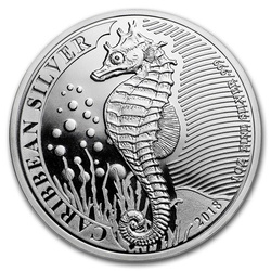 Barbados: Caballito de mar 1 oz Plata 2018