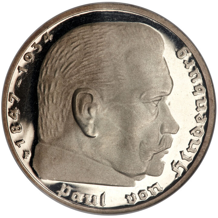 Niemcy, Trzecia Rzesza - Paul von Hindenburg 5 reichsmarek Srebro 1935-1936